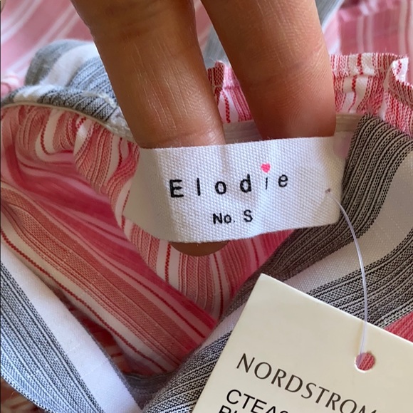 Elodie Striped Cross Back Peplum Tank - Picture 7 of 9